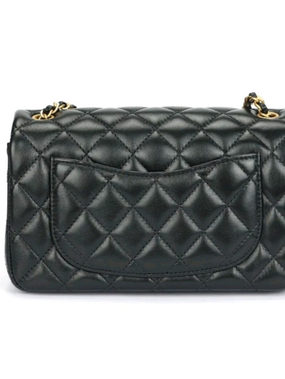 Super Class Quilted Mini Mouth Flap Classic Evening Crossbody Jet Set Black Gold - Picture 3 of 8